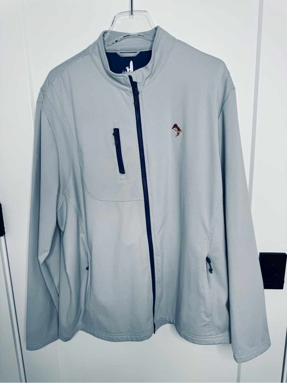 Johnnie-O The Men's Fade Gray/Chrome Full-Zip Fleece Jacket Embroidered Size XL - Picture 2 of 7
